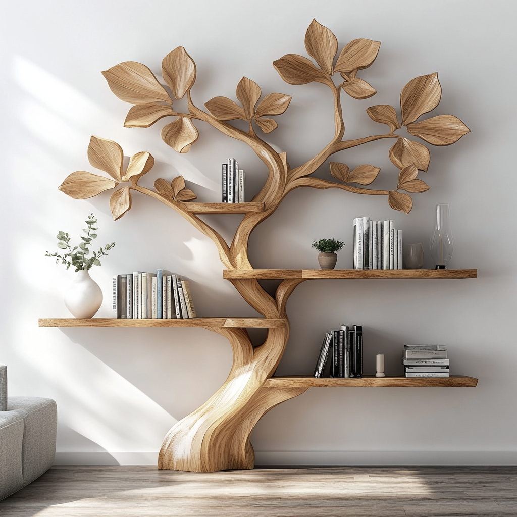 wooden tree bookshelf 4